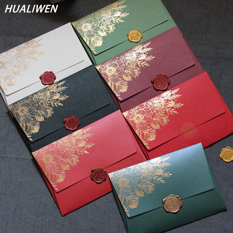Wax Seal Letter Kit - 10pcs/패킷 고급 진주 종이 봉투 결혼식