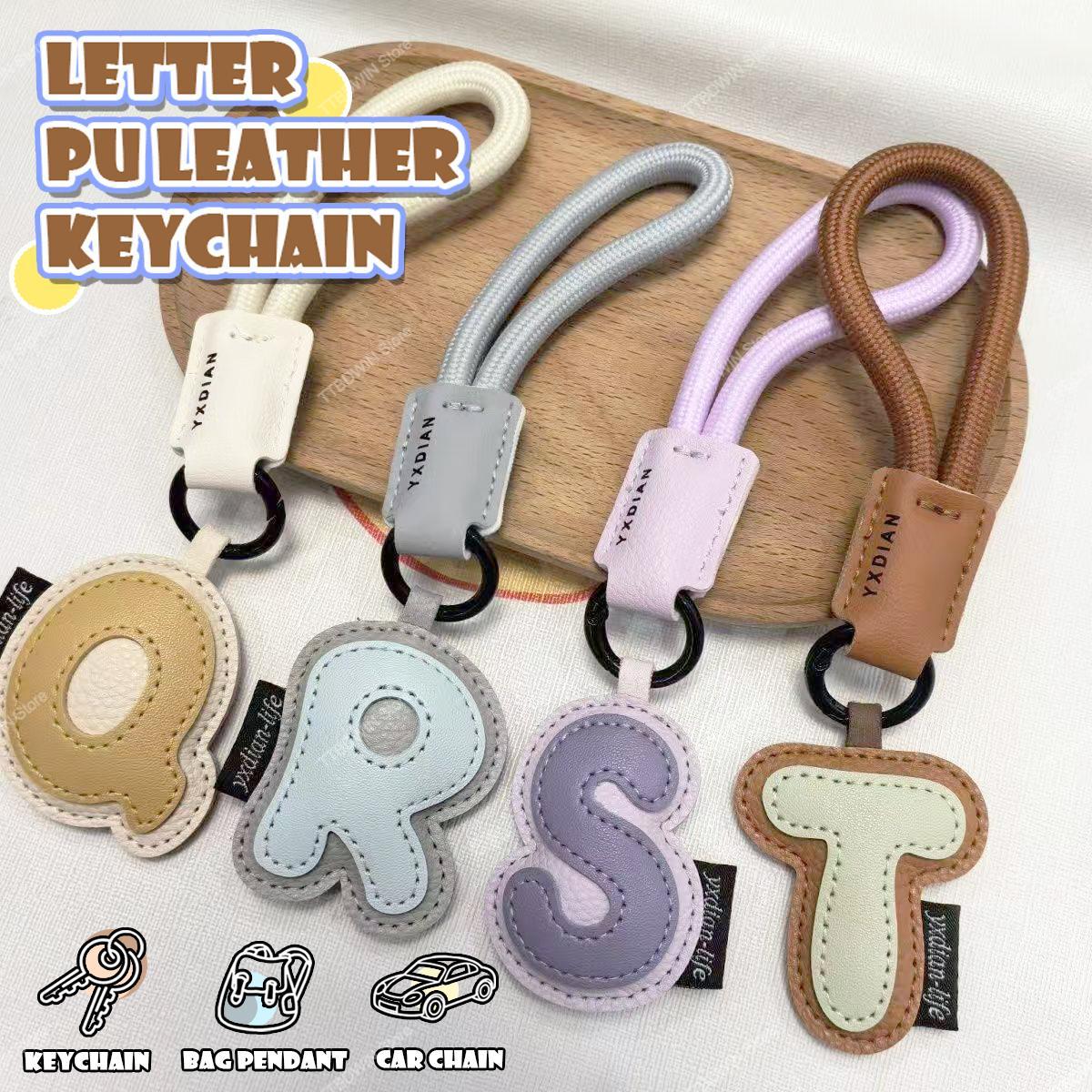 Monogram Keychain Leather - 26 알파벳 PU 가죽 키체인 패션