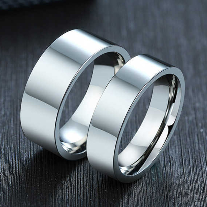 Initial Ring Custom - 3/4/6/8mm 와이드 스테인레스 스틸 반지 높은