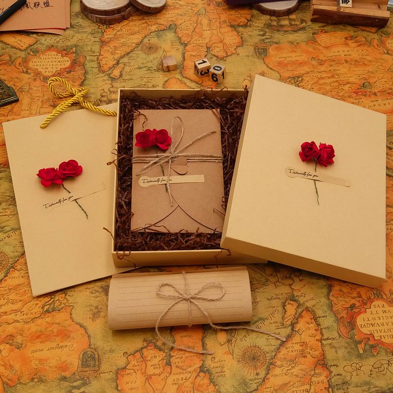 Wax Seal Letter Kit - 레트로 로맨틱 꽃 장식 문구 봉투,