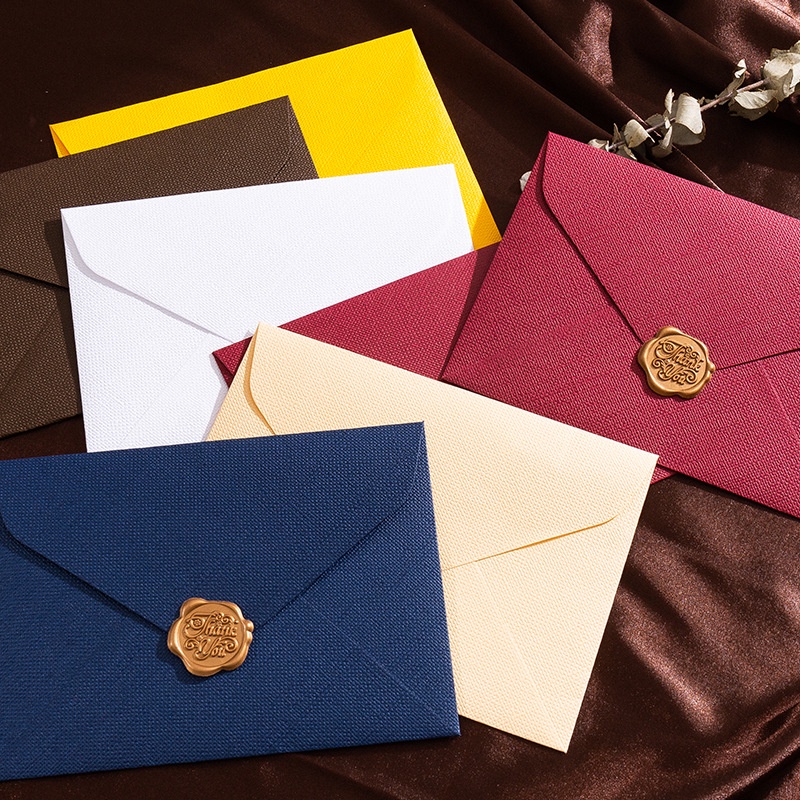Wax Seal Letter Kit - 5 Pcs 레트로 리넨 패턴 봉투