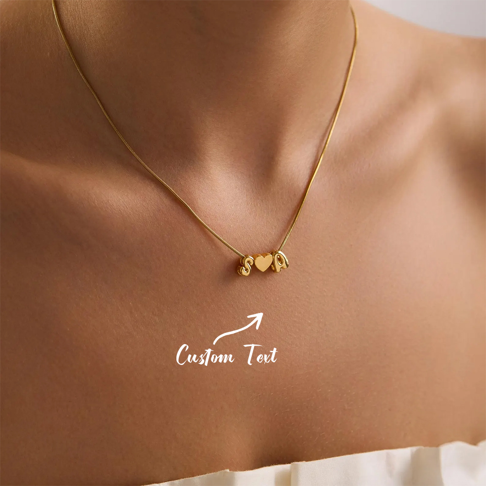 Name Necklace Custom - 맞춤형 이니셜 이름 3D 버블 하트