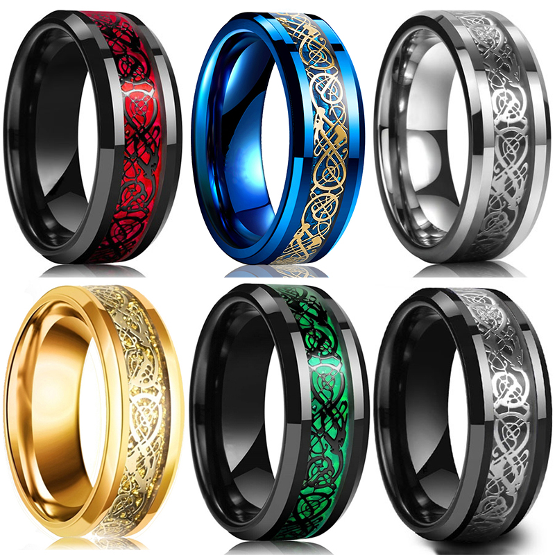 Initial Ring Custom - 패션 8mm 남자 스테인레스 스틸 셀틱