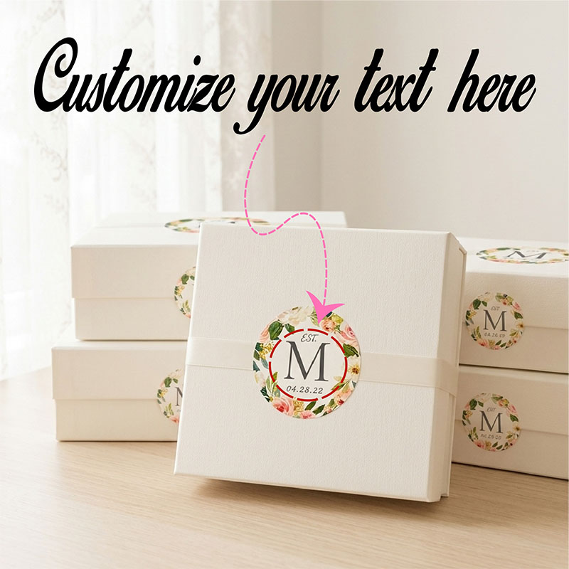 Personalized Name Box - 맞춤형 스티커 개인화된 날짜 수채화 블러쉬