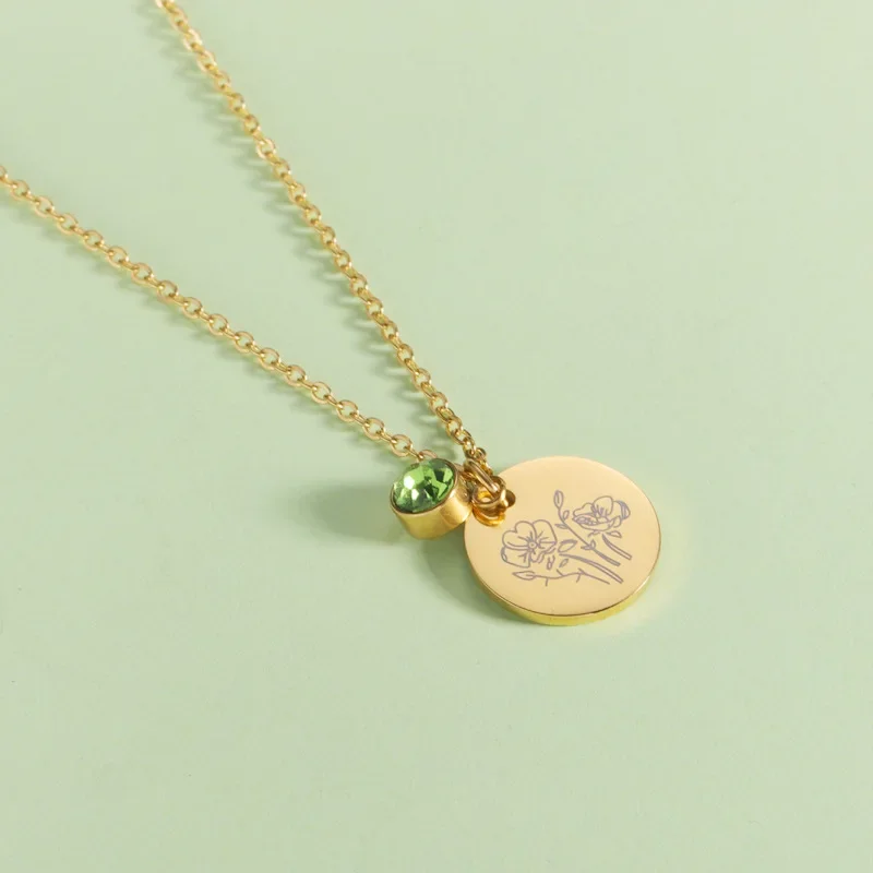 출생달 꽃 클립 아트 꽃 디스크 스테인레스 스틸 펜던트 - Birth Flower Necklace 리뷰 및 가격
