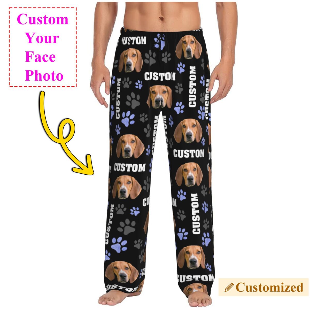 남성 맞춤형 강아지 사진 파자마 바지 개인화된 애완동물 - Pet Portrait Custom 리뷰 및 가격