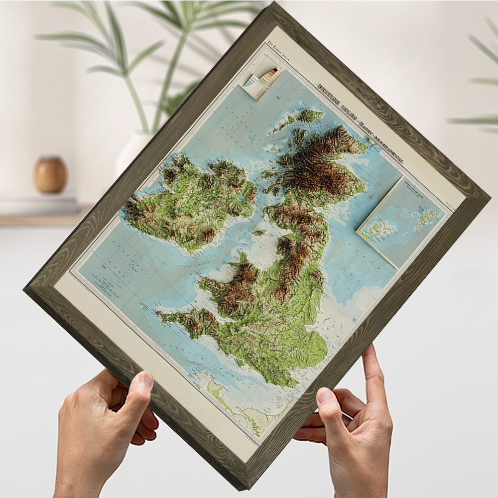 1922년 영국 제도의 3D 릴리프 지도 인쇄 포스터  - Custom Map Poster 리뷰 및 가격
