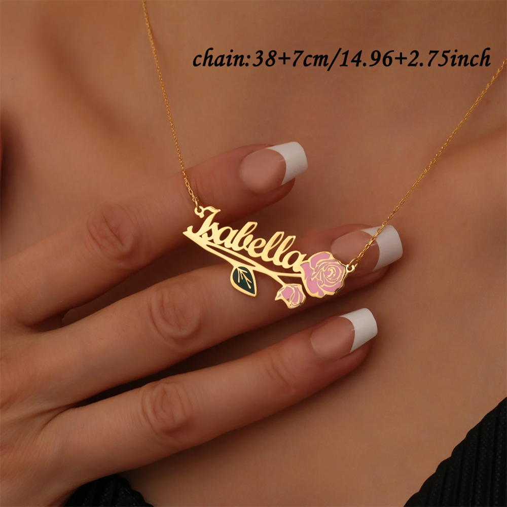 여성을위한 맞춤형 다채로운 생일 꽃 이름 목걸이 맞춤형 - Name Necklace Custom 리뷰 및 가격