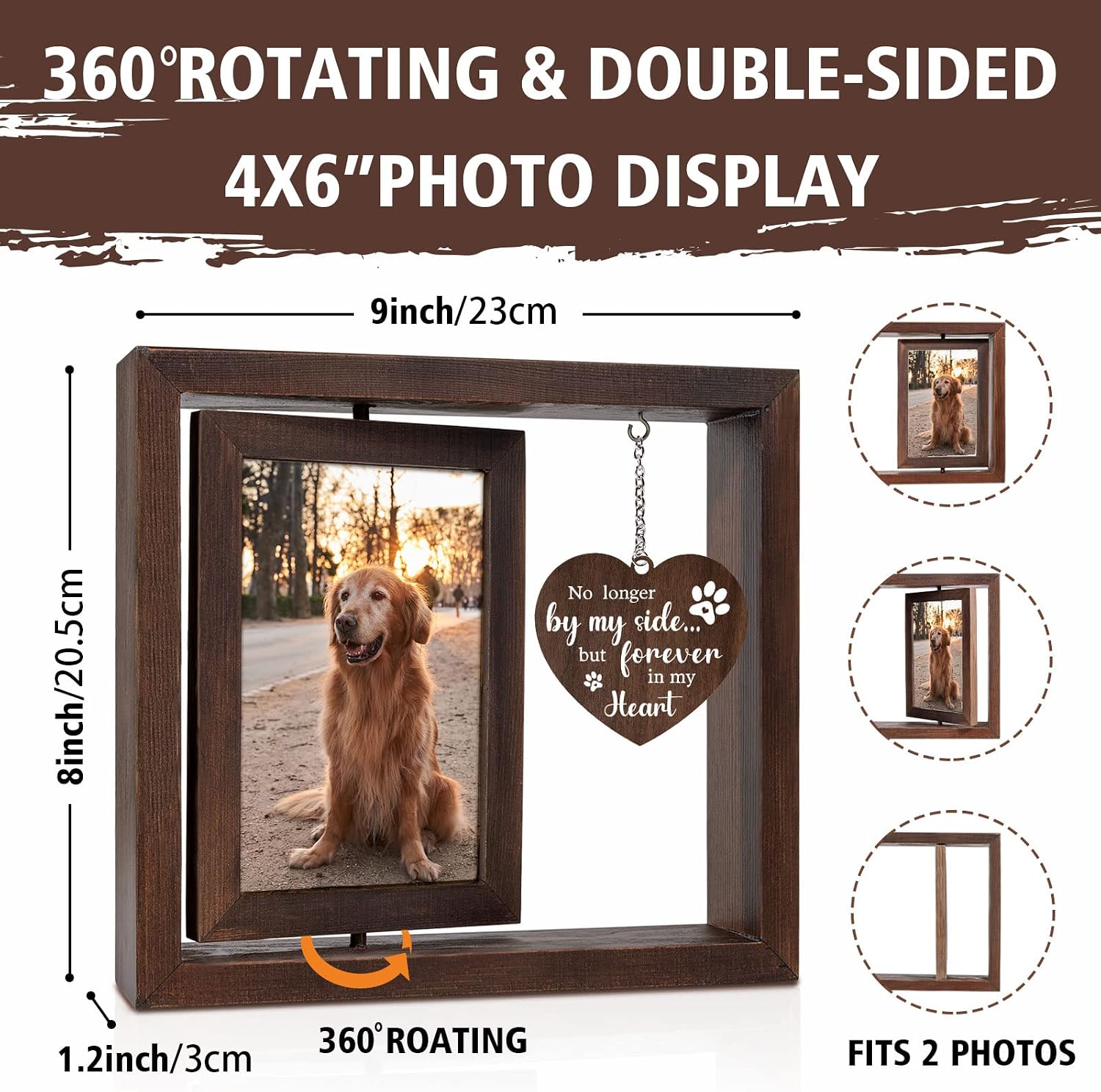 반려동물 추모 사진 액자 (강아지, 고양이용) 나무 재 - Engraved Wood Frame 리뷰 및 가격