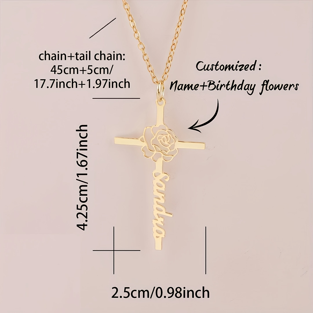 맞춤 제작 탄생화 십자가 이름 목걸이, 엄마를 위한 개 - Birth Flower Necklace 리뷰 및 가격