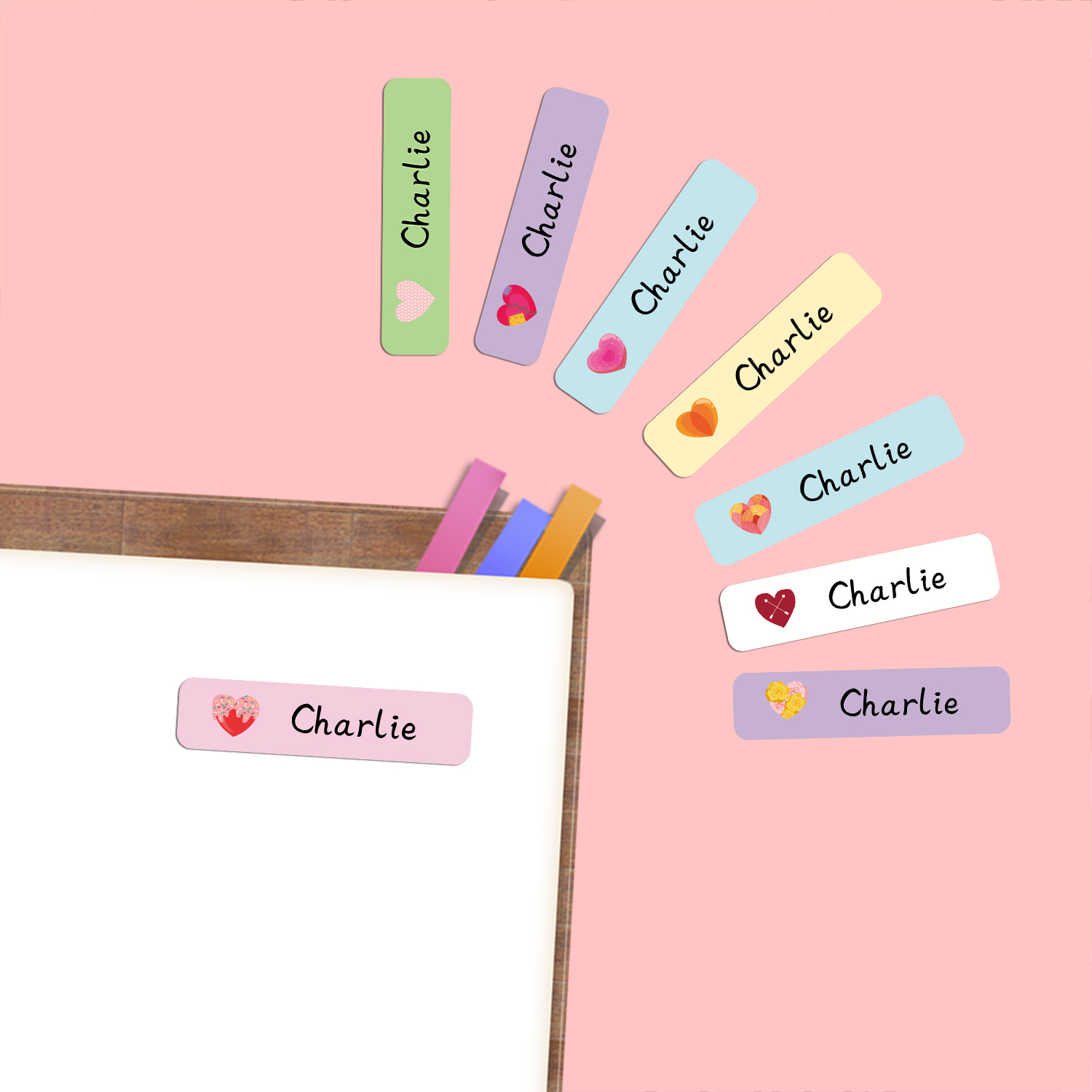 개인화된 하트 모양 이름표 스티커 방수 라벨 학교 용품 - Personalized Name Box 리뷰 및 가격