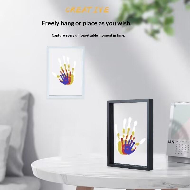 New-1Set 가족 손자국 사진 프레임 DIY 나무  - Engraved Wood Frame 리뷰 및 가격