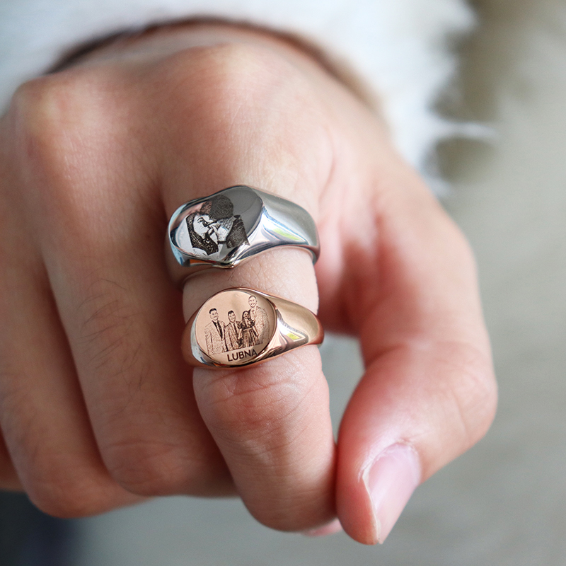맞춤 각인 사진 로고 이름 하트 원형 반지 남녀용 스테 - Initial Ring Custom 리뷰 및 가격