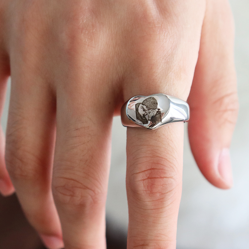 맞춤 각인 사진 로고 이름 하트 원형 반지 남녀용 스테 - Initial Ring Custom 리뷰 및 가격