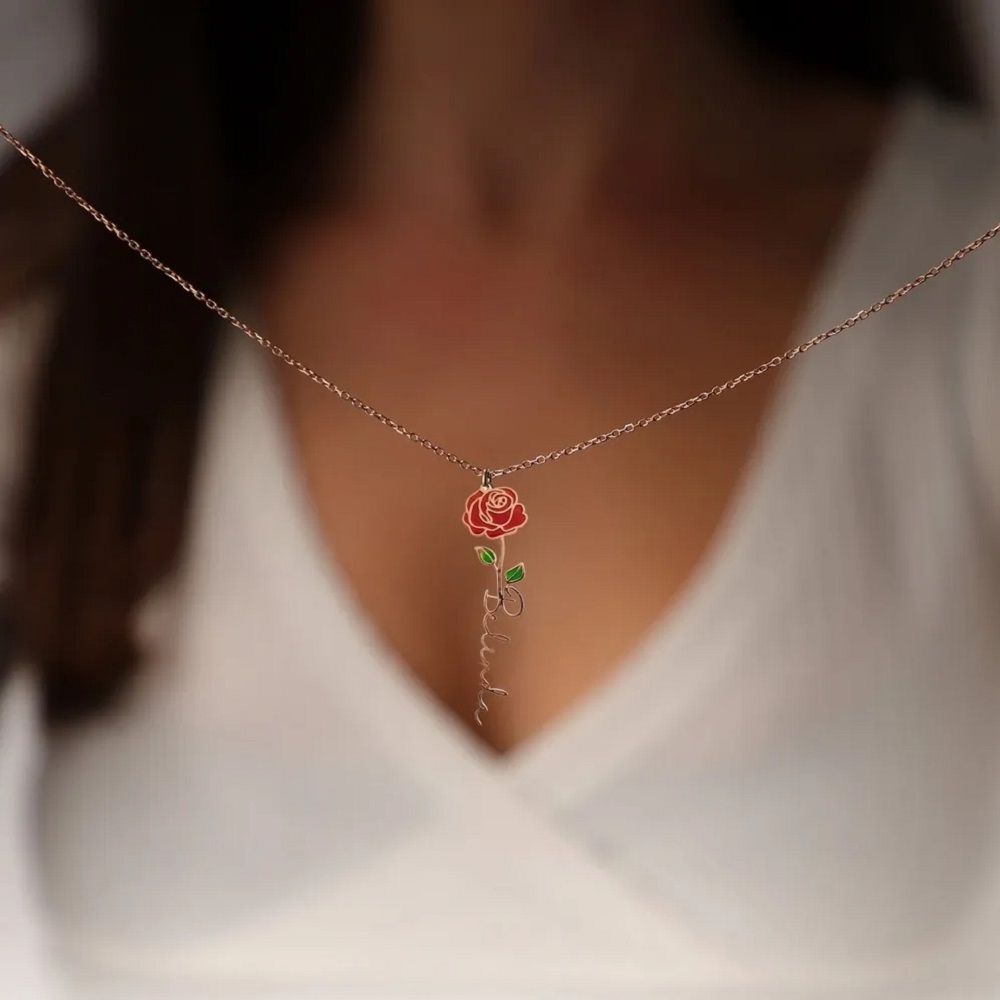 탄생 꽃과 개인화 된 이름 목걸이 사용자 정의 꽃 명찰 - Birth Flower Necklace 리뷰 및 가격