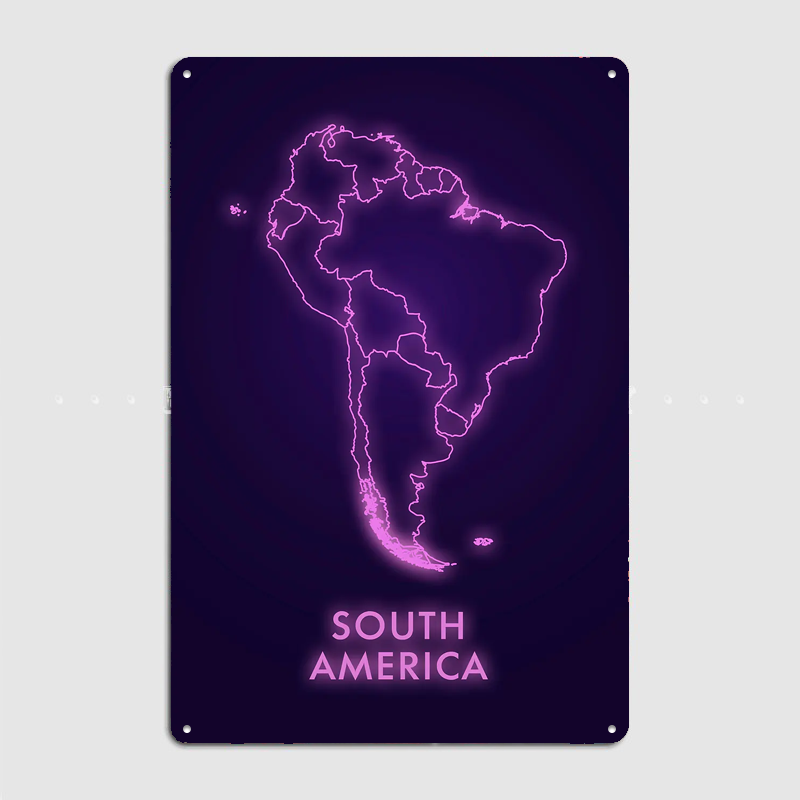 남미 네온 지도 금속 간판 펍 클럽 멋진 네온 빈티지  - Custom Map Poster 리뷰 및 가격