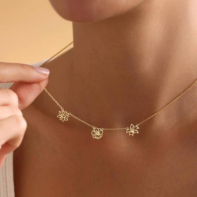 맞춤형 출생 꽃 목걸이 여성 어린이 Stianless  - Birth Flower Necklace 리뷰 및 가격