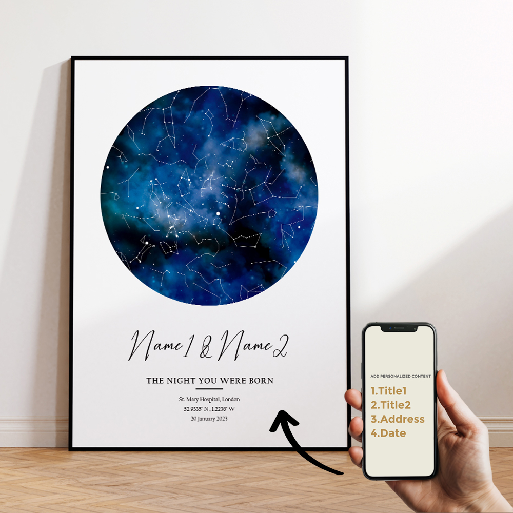 현대적인 맞춤형 개인화된 밤하늘 별 지도 벽 예술 캔버 - Custom Map Poster 리뷰 및 가격