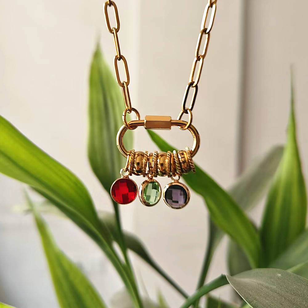 맞춤형 카라비너 이름 참 목걸이, 스테인레스 스틸 클립 - Birth Flower Necklace 리뷰 및 가격